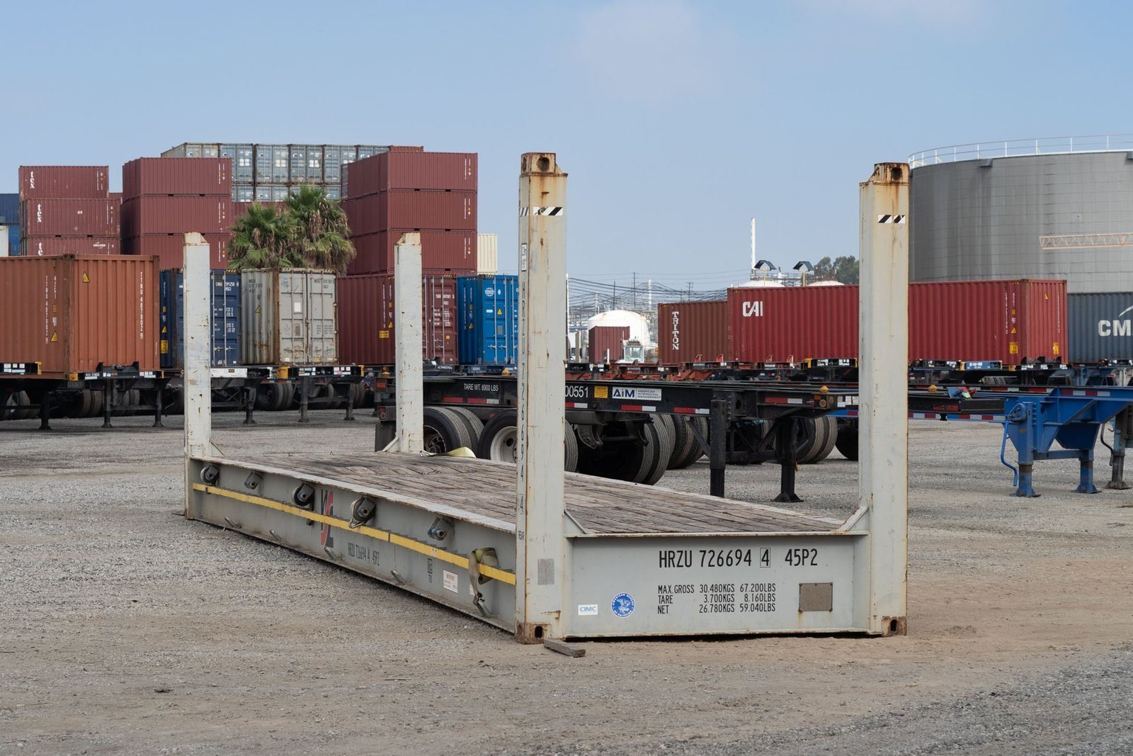 20-foot Flat Rack Shipping Container – Cargo-worthy for sale – Used (Cargo Worthy)