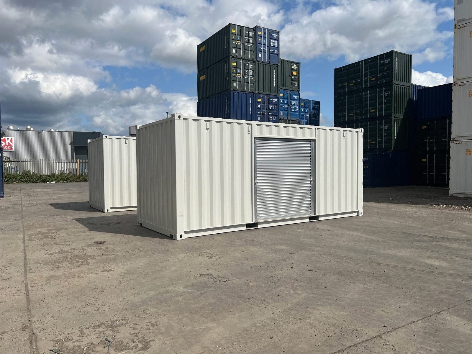 20ft Custom Shipping Container – Roller Shutter RAL 7035 Respray for sale – New
