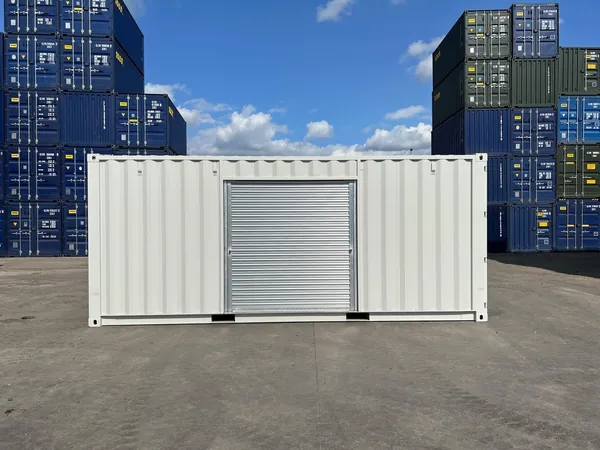 20ft Custom Shipping Container – Roller Shutter RAL 7035 Respray for sale – New (photo 2)