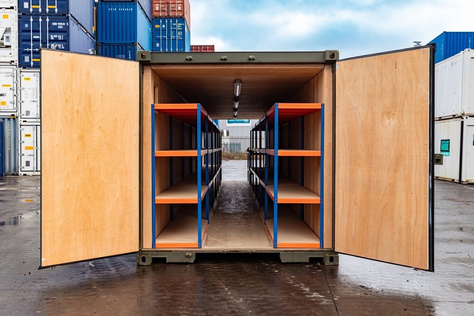 40ft Tunnel Container – Fully Shelved Mobile Workshop for sale – Available