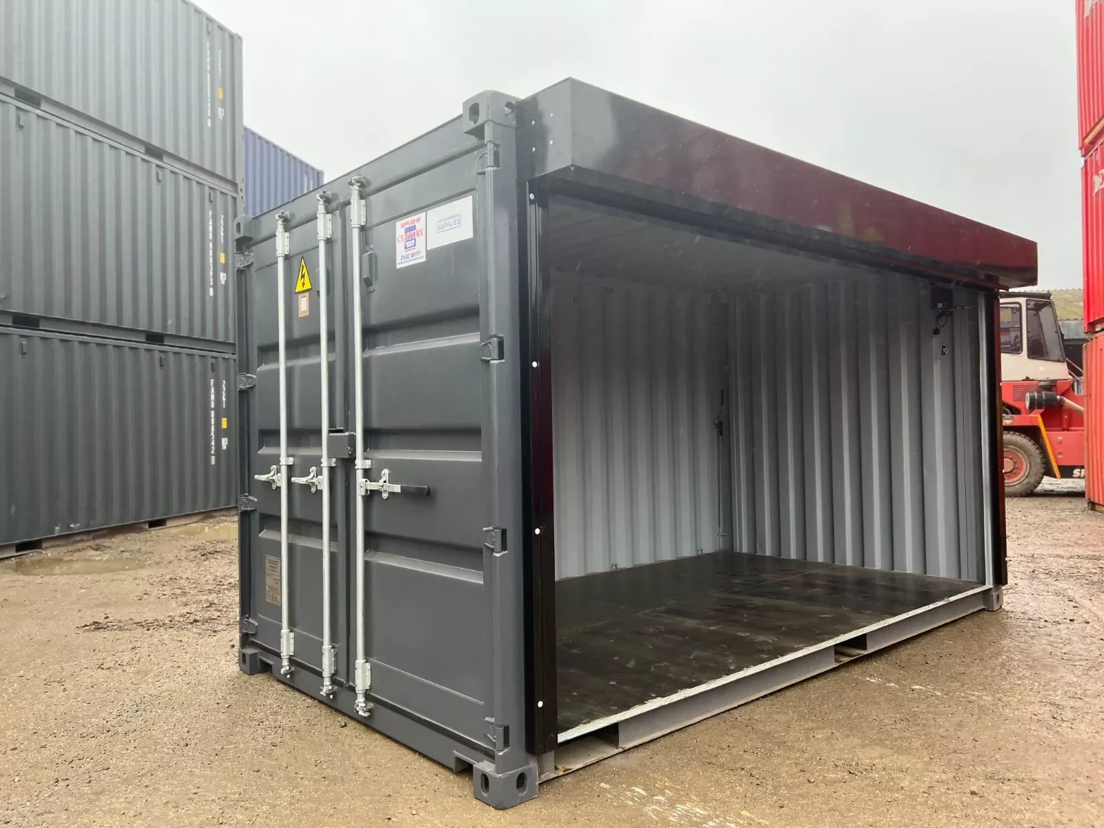 Shipping Container with Electrified Full Roll Up Side Opening for sale – Available