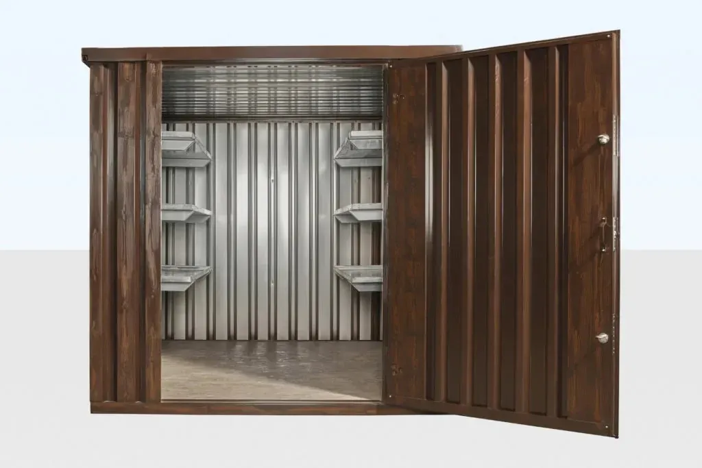 Wood-Effect Flat Packed Storage Container 2M X 2.1M for sale – New